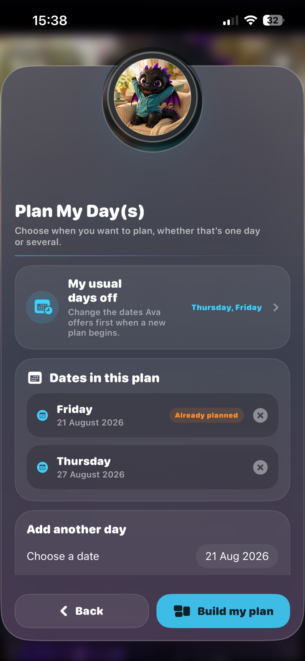 DoingOkay Plan My Day or Days screen